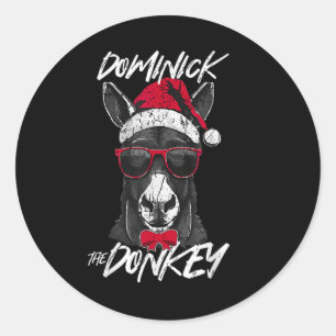 Pegatina Redonda Dominick Los Navidades Del Burro Son Divertidos