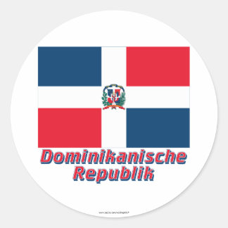 Pegatina Redonda Dominikanische República Flagge mit Namen