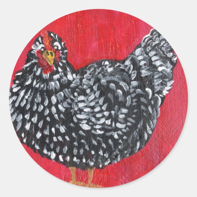 Pegatina Redonda Dominique Chicken (Anverso)