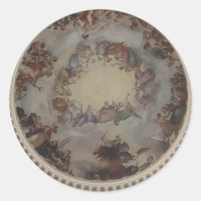 Pegatina Redonda Domo del Capitolio de Estados Unidos (Anverso)