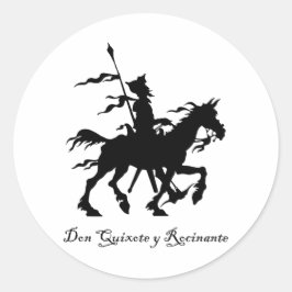 Pegatina Redonda Don Quijote y Rocinante