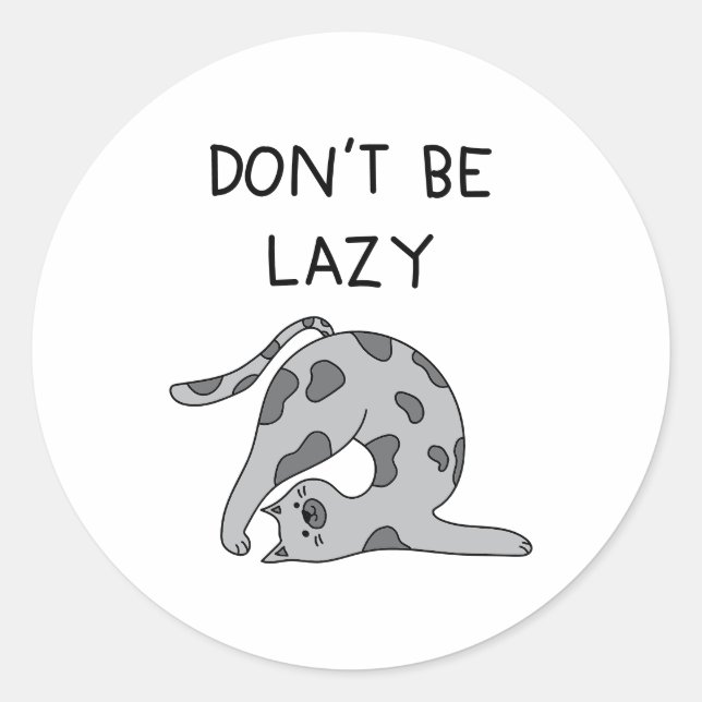 Pegatina Redonda Don’t Be Lazy Yoga Cat (Anverso)