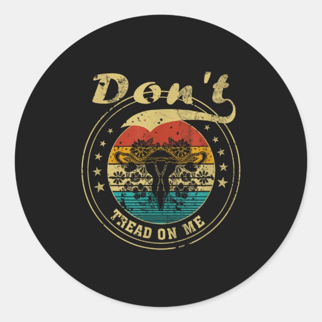 Pegatina Redonda Don’t Tread On Me Uterus  (Anverso)