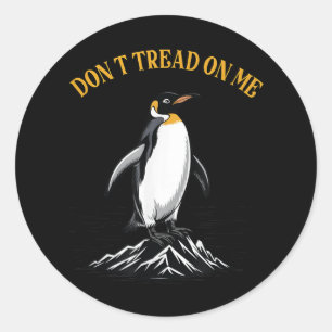 Pegatina Redonda Don Tread On Pingüins, Impuestos Pingüino Gracioso