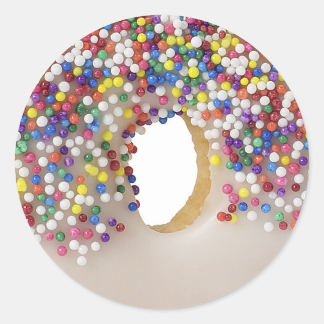 Pegatina Redonda dona con sprinkles (Anverso)