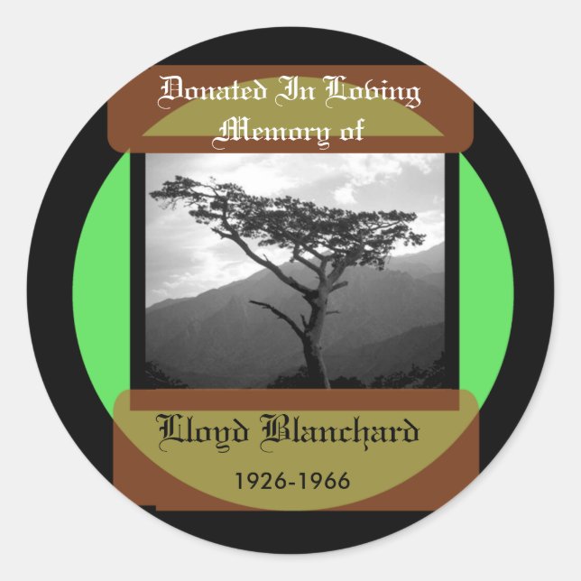 Pegatina Redonda Donado en memoria de (Anverso)