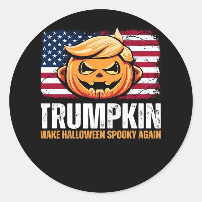 Pegatina Redonda Donald Halloween - Trumpkin hace que Halloween sea (Anverso)