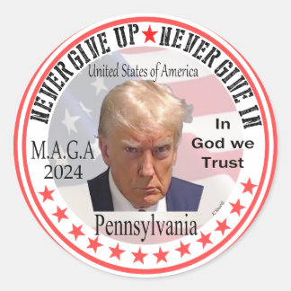 Pegatina Redonda Donald John Trump como presidente