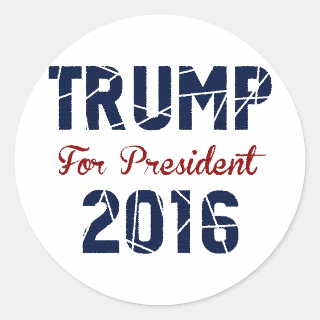 Pegatina Redonda Donald Trump 2016 (Anverso)
