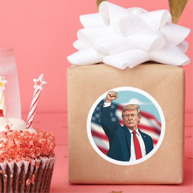 Pegatina Redonda Donald Trump 2024 (Fiesta)