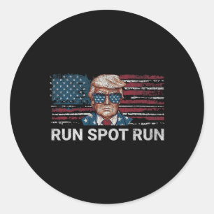 Pegatina Redonda Donald Trump 2024 Corre Perro Corre Divertido Repu