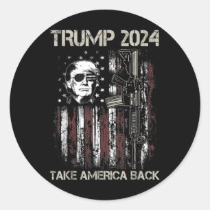 Pegatina Redonda Donald Trump 2024 devuelve a Estados Unidos la ban