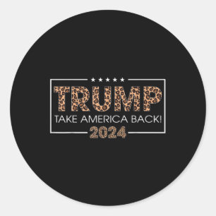 Pegatina Redonda Donald Trump 2024 devuelve la impresión de leopard