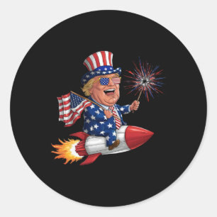 Pegatina Redonda Donald Trump 2024 Feliz 4 de julio a Trump