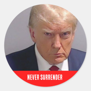Pegatina Redonda Donald Trump 2024 nunca se rinde