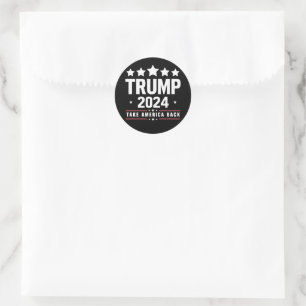 Pegatina Redonda Donald Trump 2024 Recuperemos América Elecciones 