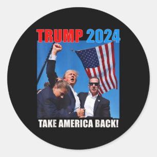 Pegatina Redonda Donald Trump 2024 recuperó la bandera estadouniden