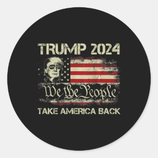 Pegatina Redonda Donald Trump 2024 recuperó la bandera estadouniden
