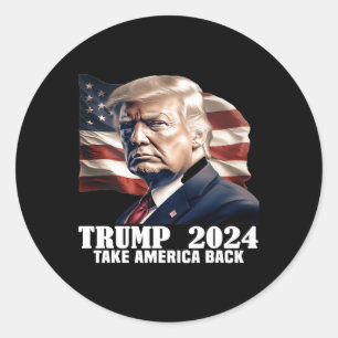 Pegatina Redonda Donald Trump 2024 retoma las elecciones en Estados