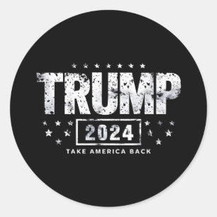 Pegatina Redonda Donald Trump 2024 retrotrae a Estados Unidos a las