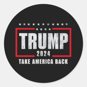 Pegatina Redonda Donald Trump 2024 retrotrae a Estados Unidos a las