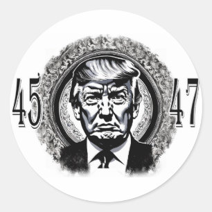 Pegatina Redonda Donald Trump 45/47