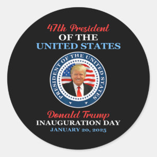 Pegatina Redonda Donald Trump 47º Presidente Inauguración 2025 Esta