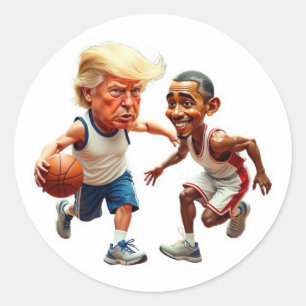 Pegatina Redonda Donald Trump Barack Obama