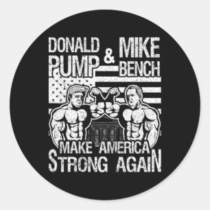 Pegatina Redonda Donald Trump Bombear Mike Pence Prensa De Banco Fi