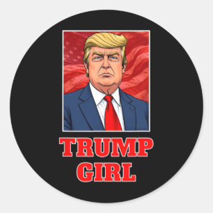 Pegatina Redonda Donald Trump Chica divertida gran presidente estad