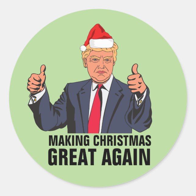 PEGATINA REDONDA DONALD TRUMP CHRISTMAS STICKES (Anverso)