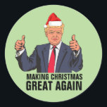 PEGATINA REDONDA DONALD TRUMP CHRISTMAS STICKES<br><div class="desc">DONALD TRUMP CHRISTMAS STICKERS. HACER GRANDES A LOS NAVIDADES DE NUEVO.</div>