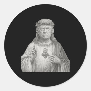 Pegatina Redonda Donald Trump como Jesús - Fe y patriotismo para C