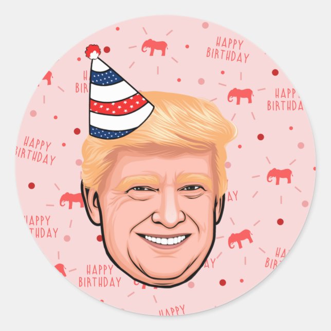 PEGATINA REDONDA DONALD TRUMP CUMPLEAÑOS (Anverso)
