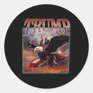 Pegatina Redonda Donald Trump Eagle Eagle Eeuu President 2024 Take 