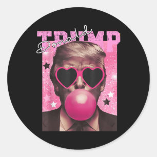 Pegatina Redonda Donald Trump Espuma de burbuja Agujas rosadas