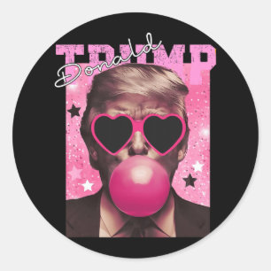 Pegatina Redonda Donald Trump Espuma de burbuja Agujas rosadas