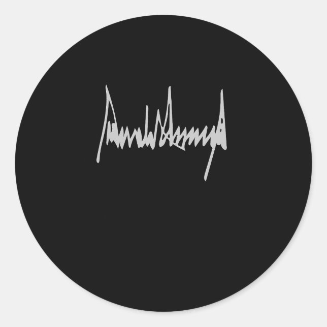 Pegatina Redonda Donald Trump Firma Estados Unidos País Preside (Anverso)