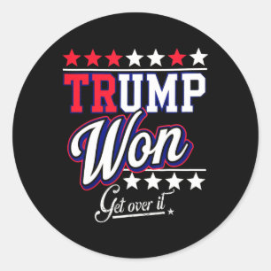Pegatina Redonda Donald Trump Ganó Acéptalo 2024 Trump Ganó Elecció