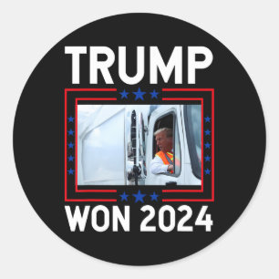 Pegatina Redonda Donald Trump Ganó Inauguración de Elección 2024 Tr