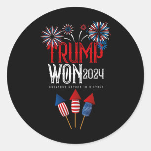 Pegatina Redonda Donald Trump Ganó Inauguración de Elección de 2024