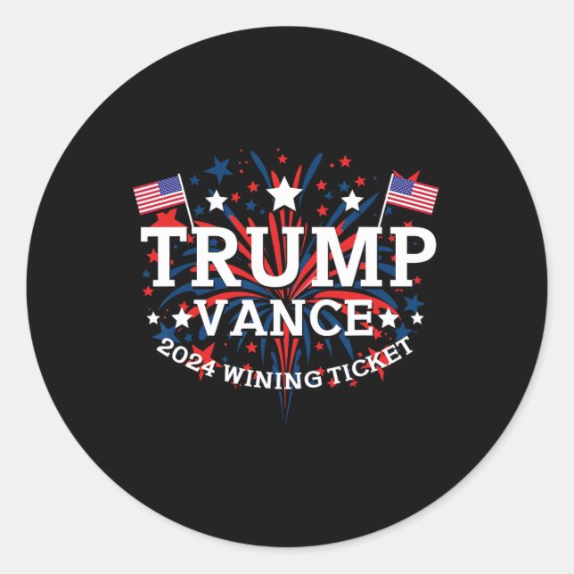 Pegatina Redonda Donald Trump ganó la investidura electoral de 2024 (Anverso)