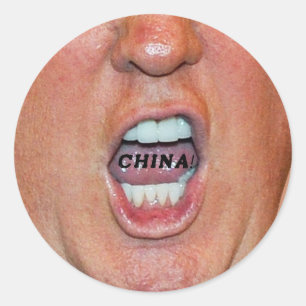 Pegatina Redonda Donald Trump gritando "China"