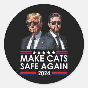 Pegatina Redonda Donald Trump Hace a los Gatos Seguros de Nuevo 202