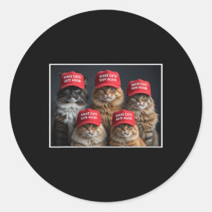 Pegatina Redonda Donald Trump Hace Que Los Gatos Sean Seguros De Nu