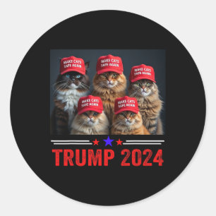 Pegatina Redonda Donald Trump Hace Que Los Gatos Sean Seguros De Nu
