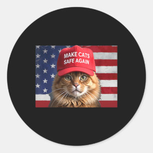 Pegatina Redonda Donald Trump Hace Que Los Gatos Sean Seguros De Nu