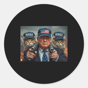 Pegatina Redonda Donald Trump hace que los gatos vuelvan a estar se