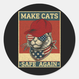 Pegatina Redonda Donald Trump hace que los gatos vuelvan a estar se