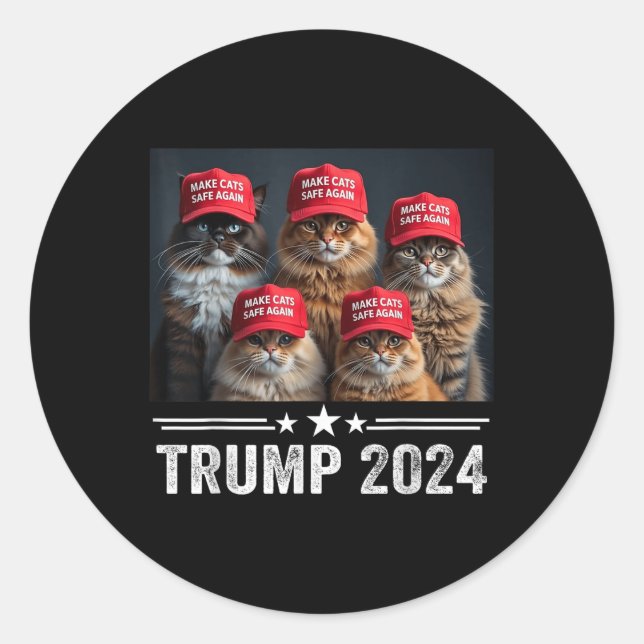 Pegatina Redonda Donald Trump hace que los gatos vuelvan a estar se (Anverso)